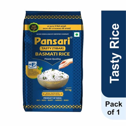 Pansari Tasty Tibar Basmati Rice With Great Taste And Aroma|Broken Rice And Fortified|Perfect Fit For Everyday Consumption Basmati Rice- 10Kg