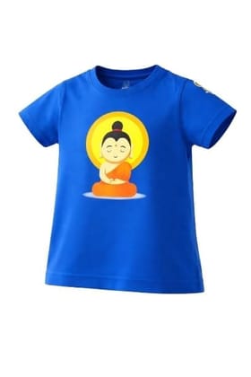 KUCHU Unisex T-Shirt | Buddha Print | 10–11 Years | Cotton Modal Fabric | Soft Feel | Breathable | Digitally Printed | Vibrant Colour Blue