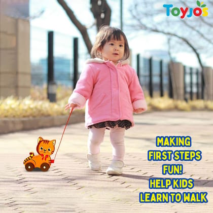 TOYJOS Wooden Pull Along Cat Toy | Babies Toddler Pull String Walking Toy with Moving Wheels | Early Learning, Encourages Walking, Balance and Motor Skill Development Toys for Girls, Boys (12+ months) TOYJOS Wooden Pull Along Cat Toy | Babies Toddler Pull String Walking Toy with Moving Wheels | Early Learning, Encourages Walking, Balance and Motor Skill Development Toys for Girls, Boys (12+ months)