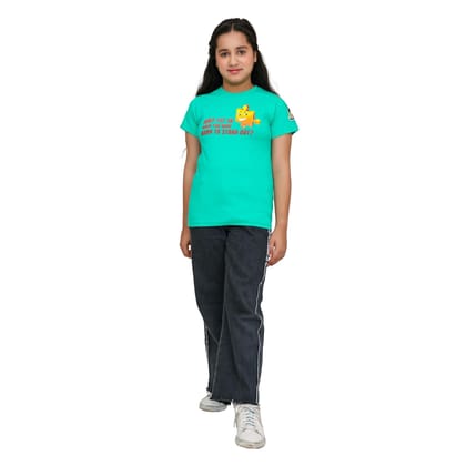 KUCHU Unisex T-Shirt | Why Fit in Print | 10–11 Years | Cotton Modal Fabric | Soft Feel | Breathable | Digitally Printed | Vibrant Colour Teal