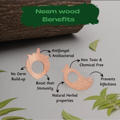 TOYJOS Natural Neem Wood Fruit Shape Baby Teether | 6-12 Months Infant Toddler Teething Aid | Easy-to-Hold, Eco-Friendly, Antibacterial BIS Certified Chew Toy for Birthday, Baby Shower Gift (Set of