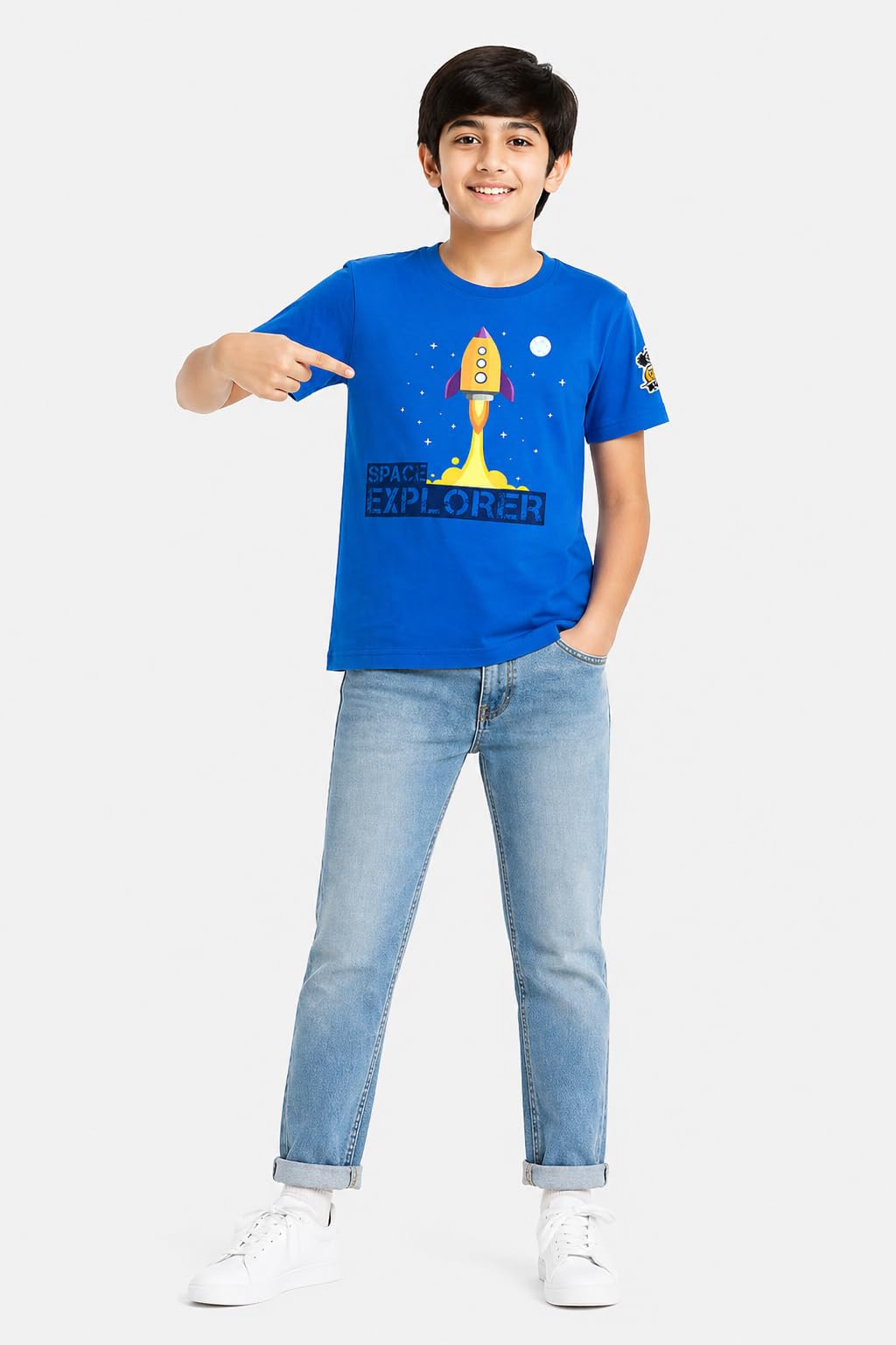 KUCHU Printed Kids T-Shirt | Space Explorer Theme | 12–13 Years | Breathable Cotton | Casual Wear | Graphic Tee | Comfortable Everyday Wear