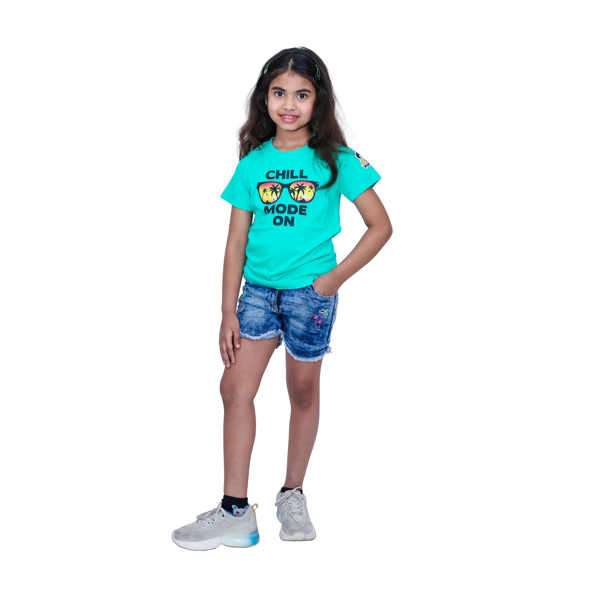 KUCHU Chill Mode On Kids Graphic Tee | 8–9 Years | Printed T-Shirt | Lightweight | Skin-Friendly | Everyday Wear