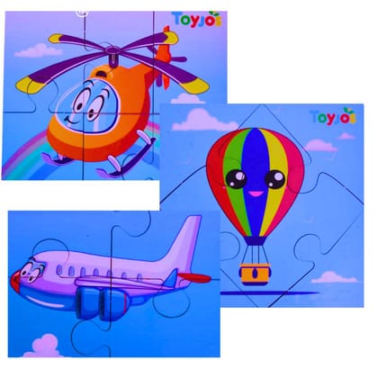 Toyjos Transport Theme Wooden Puzzle Set | 2-5 Years Children Educational Jigsaw Puzzle Toy | Early Learning Cognitive Skill Development Jigsaw Game Toy Birthday Gift for Boys, Girls (Set of 3, 20 Pc)