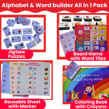 TOYJOS Wooden Educational Kids Learning Kit for Boys Girls | Reusable Sheets, Flash Cards, Cubes, Blocks, Analog Clock Board Games for Early Learning | Montessori Preschool Toys Set (Age 3�6 Years)