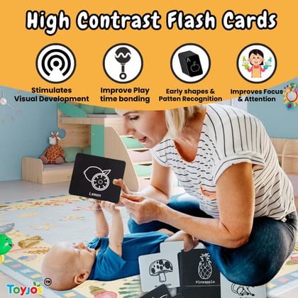 TOYJOS Flash Cards for Babies and Infants | High Contrast Double Sided Jumbo Pictures | Visual Stimulation | Cognitive,Visual and Language Development Tools | Ideal for 0 to 12 Months (32 Pictures) TOYJOS Flash Cards for Babies and Infants | High Contrast Double Sided Jumbo Pictures | Visual Stimulation | Cognitive,Visual and Language Development Tools | Ideal for 0 to 12 Months (32 Pictures)