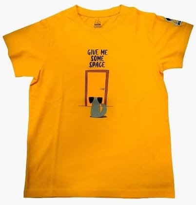 KUCHU Kids Give Me Some More Space Printed T-Shirt (Yellow, 10–11 Years) | Cotton Modal Fabric | Breathable | Lightweight | Comfortable Wear