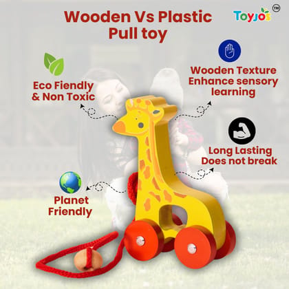 TOYJOS Wooden Pull Along Giraffe Toy for Kids Toddler | Non-Toxic Child-Safe Paints | Early Learning Walking Balance Coordination Skill Development Baby Toys with Pull String Moving Wheels (12 months) TOYJOS Wooden Pull Along Giraffe Toy for Kids Toddler | Non-Toxic Child-Safe Paints | Early Learning Walking Balance Coordination Skill Development Baby Toys with Pull String Moving Wheels (12 months)